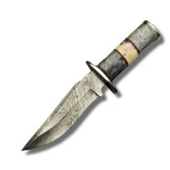 Couteau Bowie Damas 176 Couches Artisanal Manche En Os