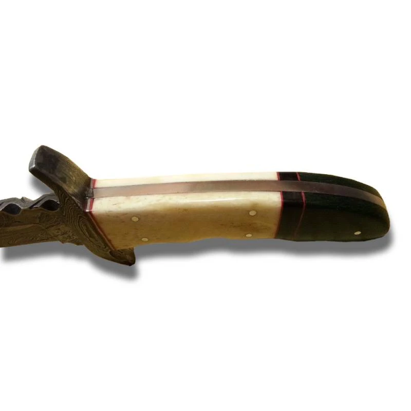 Machette Khukuri En Acier Damas Et Manche En Corne De Taureau â Image 3